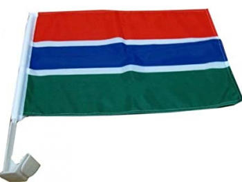 Gambia de doble cara pequeña bandera de ventana de coche con asta de bandera