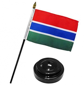 impresión profesional bandera de mesa nacional de gambia con base