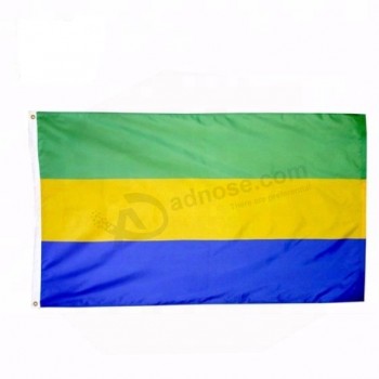 Polyester hand held car usage Gabon flag banner