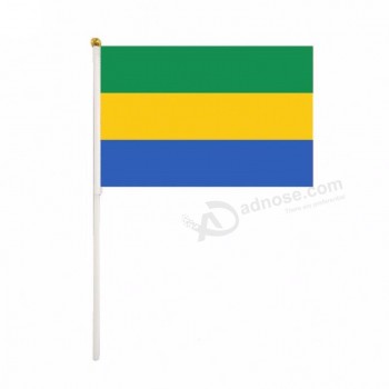 Bandera de mano del logotipo del equipo nacional de Gabón de la nueva llegada 2019 personalizada