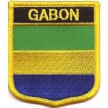 Gabon Flag Patch/International Shield Iron On Badge (Gabon Crest, 2.75