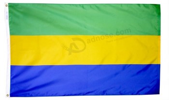 gabon flag 3x5 ft. nylon solarguard Nyl-Glo 100% made in USA to official united nations design specifications.