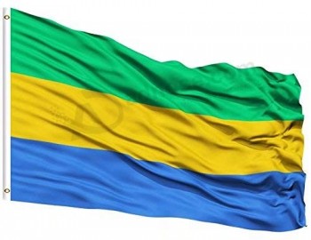 Bandera del país de Gabón Bandera impresa de poliéster de 3x5 pies Bandera nacional de Gabón con ojales de latón