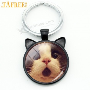 Cats Keychain Funny Surprised Cat Animal Key Chain Ring Holder