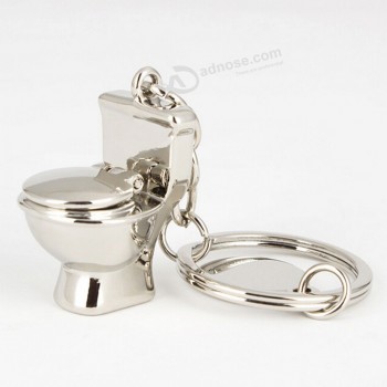 Novelty Trinket Mini Cute Toilet Keychain Silver Color