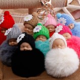 niedliche kleine Blume Baby Doll Kunstpelz flauschige Kugel Schlüsselanhänger