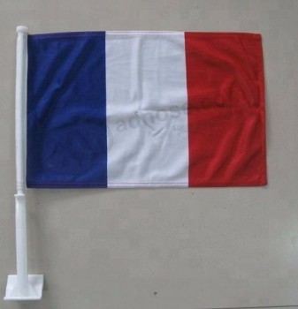 hochwertige gestrickte Polyester Frankreich Flagge für Autofenster