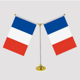 France Table Flag With Stainless Steel Base