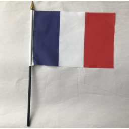 in het groot mini draagbare Frankrijkvlag met stok