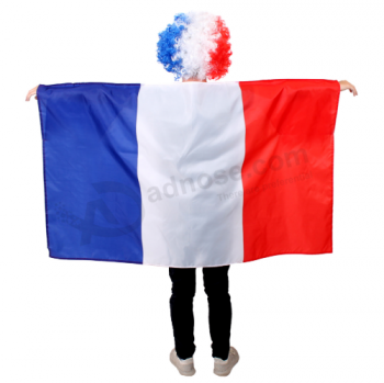 polyester france body cape flag with sleeve