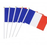 promoción barato poste de plástico francia bandera de onda de mano