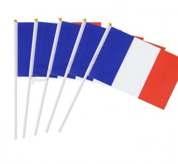 promoción barato poste de plástico francia bandera de onda de mano
