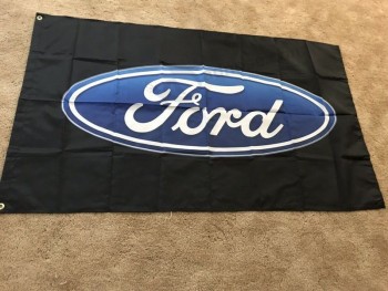 ford flag banner 3x5 ft motor firma auto schwarz