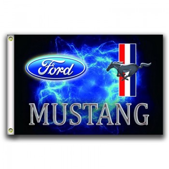 Estandarte de banderas Ford Mustang 3x5ft-90x150cm 100% poliéster, cabeza de lona con arandela de metal, utilizada tanto en interiores como en exteriores