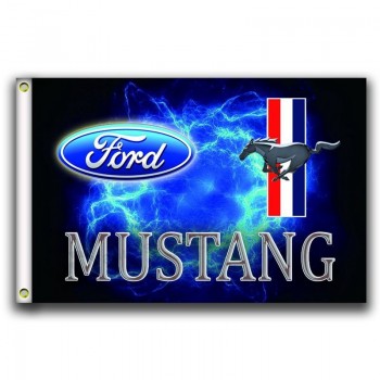 ford mustang flags banner 3x5ft-90x150cm 100% polyester, leinwand kopf mit metallöse, innen und außen verwendbar