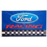 bandera de Ford Racing, 3'x5 'azul con pancarta de tablero de ajedrez en blanco y negro