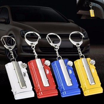 Car Modification Engine Accessories Engine Cover Metal Keychain Advertising Waist Key Ring Hanging Decor