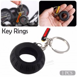 1 unid Rueda de la rueda del coche Llanta trasera espejo retrovisor colgante llaveros personalizados llavero Llanta de seis estrellas Llanta llanta llavero Accesorios del automóvil