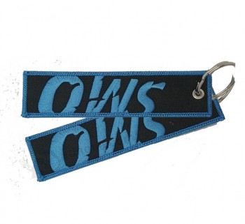 gift textile superior quality keytag custom flight keychains cheap embroidered Key ring