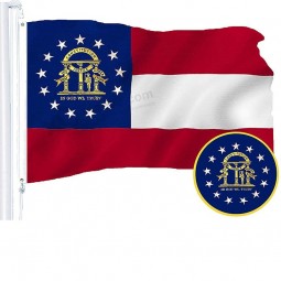 georgia state flag | 3x5 feet | embroidered 210d – indoor/outdoor, vibrant colors, brass grommets, quality polyester