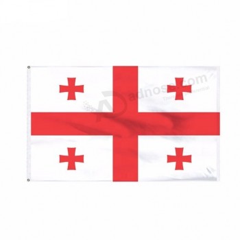 卸売100％ポリエステル3x5ftストックジョージアの赤十字印刷旗