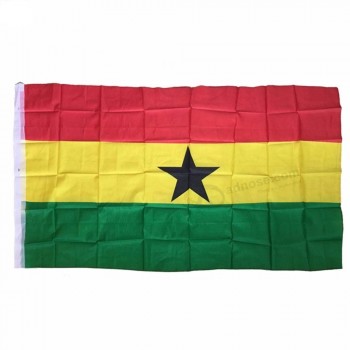 Bandera de Ghana de poliéster de 3 * 5 pies de mejor calidad con dos ojales