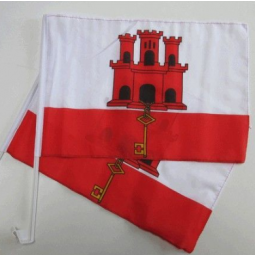 Factory selling car window Gibraltar flag with plastic pole