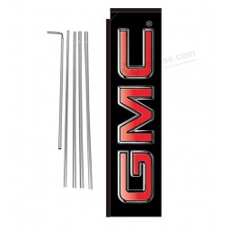 GMC Dealership Advertising Feather Banner Swooper Flag Sign with Flag Pole Kit and Ground Stake, Black