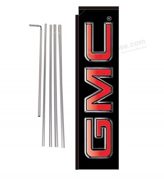 GMC Dealership Advertising Feather Banner Swooper Flag Sign with Flag Pole Kit and Ground Stake, Black