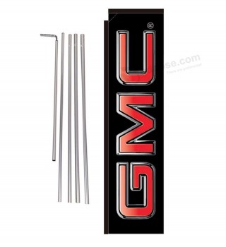 GMC dealership advertising feather banner swooper flag sign with flag pole Kit and ground stake, black