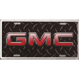 made in china - GMC symbol on diamond plate flags license plate, aluminum 6