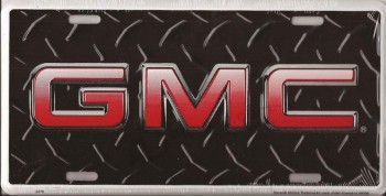 made in china - GMC symbol on diamond plate flags license plate, aluminum 6