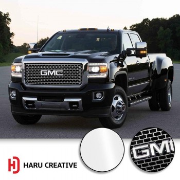 haru creative - grille motorkap kofferbak achterklep embleem letter overlay vinyl sticker compatibel met GMC - glanzend wit