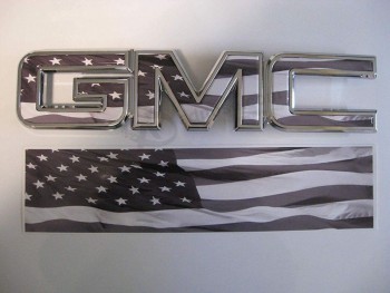 エンブレムプラスブラック＆ホワイトアメリカ国旗GMCシエラ1500グリルGMCエンブレムデカールオーバーレイビニールシート簡単に取り付けられるDIYフ