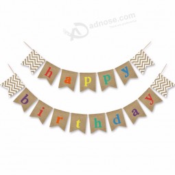 colorful letter happy birthday flax fabric banner banner bunting