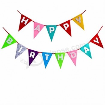 happy birthday decorations banner colorful party supplies bunting For girl And Boy