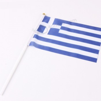 bandera griega de mano rectangular con palo de plástico