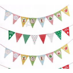 banner de navidad bandera de papel Raya roja puntos verdes guirnalda bunting banners