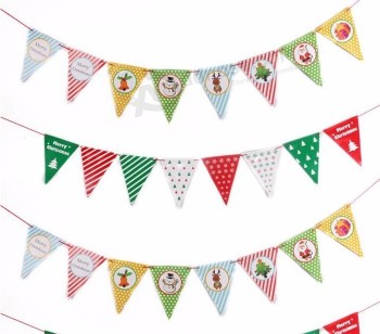 christmas banner paper flag Red stripe green dots garland bunting banners