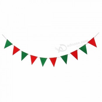 Christmas Felt Fabric Bunting Banners Holiday Xmas Tree Socks Deer Flags Party Hanging Sign Felt Christmas Triangle Flag