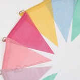 wholesale linen fabric triangle bunting flag for wedding,party and room decoration