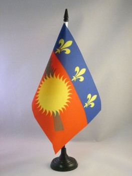 bandera de mesa de guadalupe 5 '' x 8 '' - bandera de escritorio de la región francesa de guadalupe 21 x 14 cm - bastón y base de plástico negro