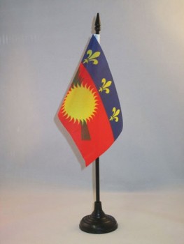 Guadeloupe Table Flag 4'' x 6'' - French Region of Guadeloupe Desk Flag 15 x 10 cm - Black Plastic Stick and Base