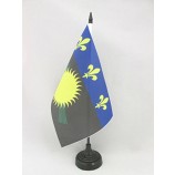 Guadeloupe Table Flag 5'' x 8'' - French Region of Guadeloupe Desk Flag 21 x 14 cm - Black Plastic Stick and Base
