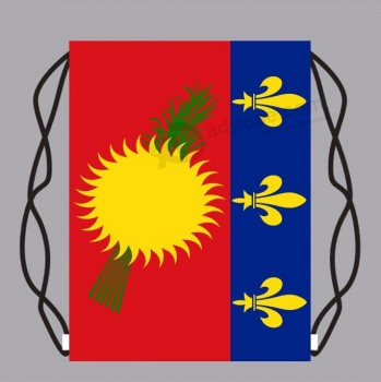 Heißer Verkauf Polyester Guadeloupe Variante Flagge Kordelzug Rucksack Tasche für die Förderung
