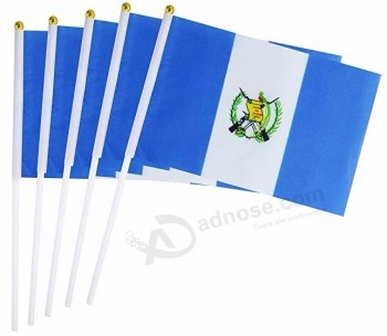 Guatemala-Stockfahne, 5 PC-Handstaatsflaggen auf Stock 14 * 21cm