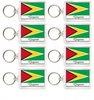 Gary Overton 8 Souvenir Guyana Flag Double Sided Acrylic Key Rings 2 Wholesale Lot (Medium)