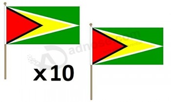 ガイアナの旗12 '' x 18 ''ウッドスティック-ガイアナの旗30 x 45 cm-ポール付きバナー12x18