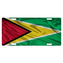 Guyana Flagge nationales Emblem Welle personalisierte Aluminium Nummernschild Rahmenabdeckung Auto LKW Auto vorne Tag Blechschild 12 x 6 Zoll