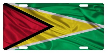 Guyana Flagge nationales Emblem Welle personalisierte Aluminium Nummernschild Rahmenabdeckung Auto LKW Auto vorne Tag Blechschild 12 x 6 Zoll